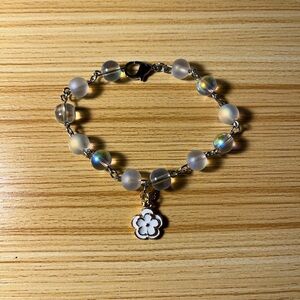 Elegant Silver and White Beaded Bracelet